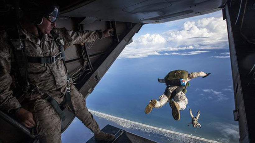 soldier jumping from plane tsa
