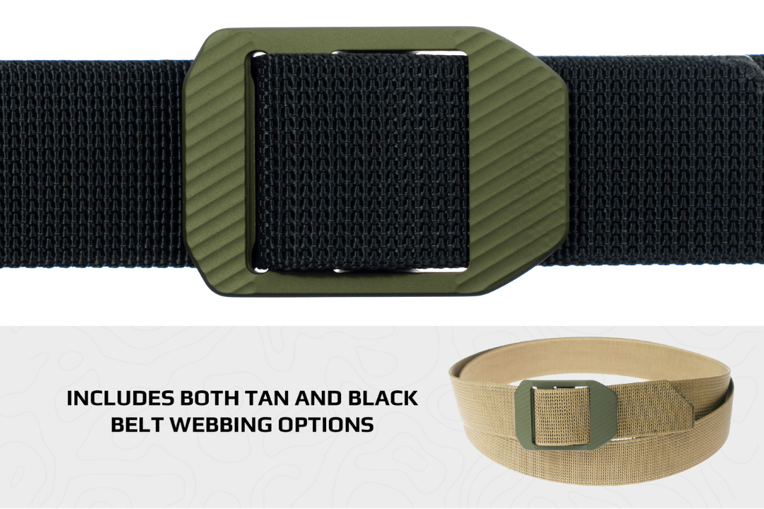 Trayvax Enterprises Belt Accessories One Size (up to 46") CNC Cinch Belt - Black / OD Green